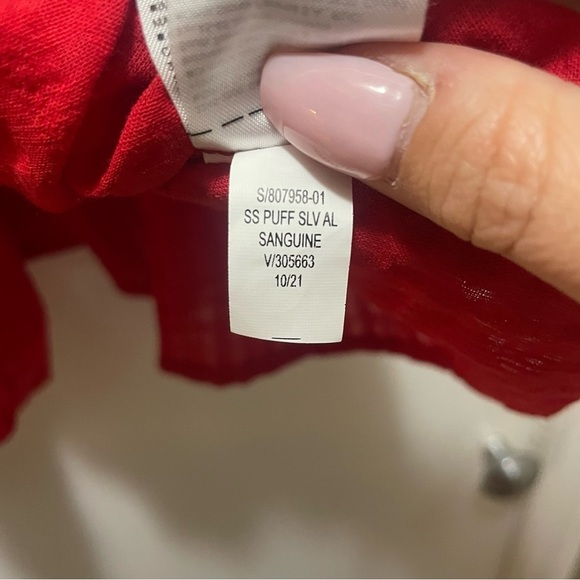 sz XL OLD NAVY babydoll puff sleeve textured top red - Picture 5 of 7